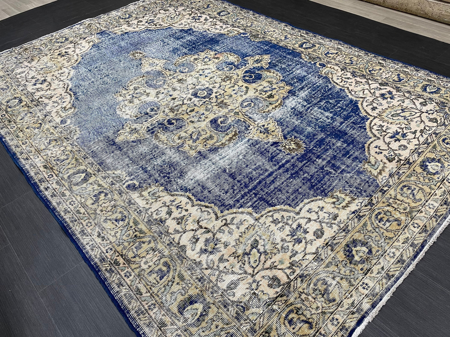 Large Distressed OUSHAK RUG 6.7 x 9.5 TURKISH Oriental Rug Vintage Persian Rug Vintage Rug Wool Oushak Rug Hand Made Rug Vintage Turkish Rug