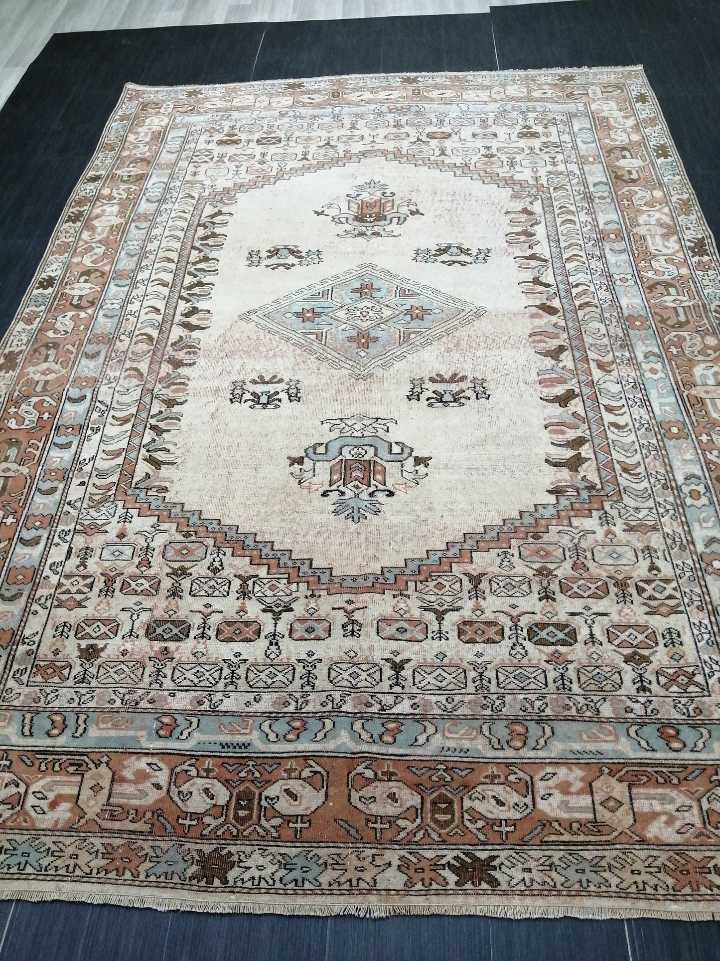 6.5 x 9.2 OUSHAK RUG TURKISH Oushak Rug Vintage Oushak Runner Rug Vintage Runner Rug Wool Oushak Rug Hand Made Rugs Vintage Turkish Rug