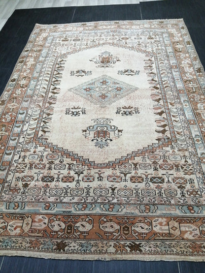 6.5 x 9.2 OUSHAK RUG TURKISH Oushak Rug Vintage Oushak Runner Rug Vintage Runner Rug Wool Oushak Rug Hand Made Rugs Vintage Turkish Rug