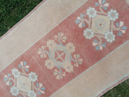 Hallway wool runner 2'5x8'8 turkish runner rug, vintage handmade runner rug, kitchen runner