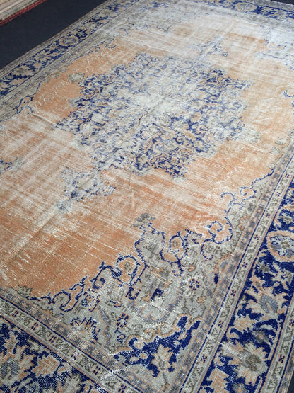 7.7 x 11 Large OUSHAK RUG TURKISH  Rug  Distressed   Rug Vintage Rug Wool Oushak Rug Hand Made Rug 8 by 11 Turkish Rug 8x11