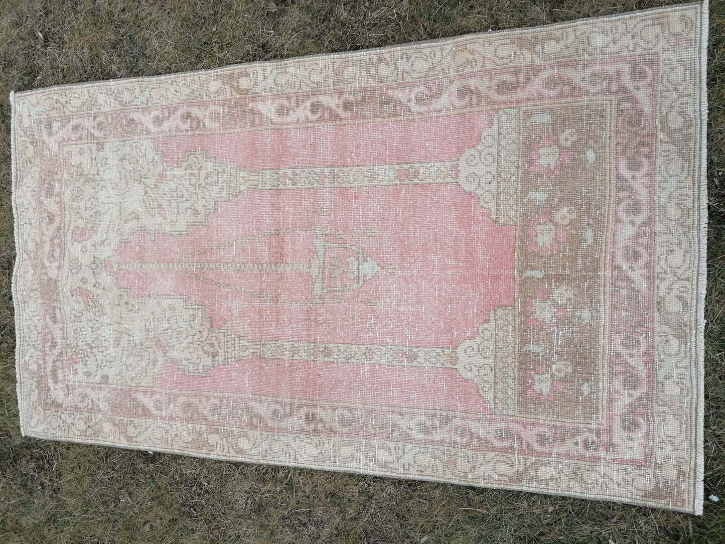 Turkish oushak wool rug, 3'2x5'7 vintage rug, vintage  hand made rug kitchen rug bohemian rug