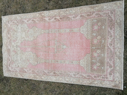 Turkish oushak wool rug, 3'2x5'7 vintage rug, vintage  hand made rug kitchen rug bohemian rug