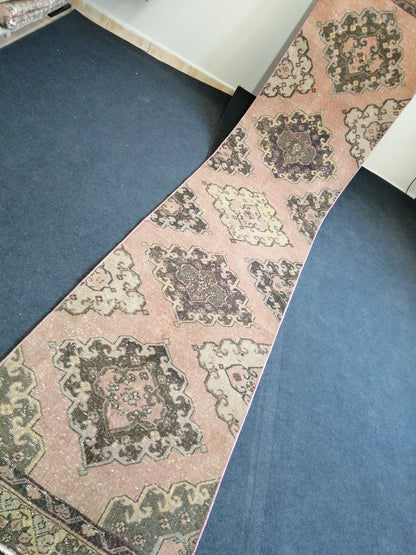 12.5 x 2.7 ft Oushak Runner Rug Turkish Runner Rug Vintage Runner Rug Hallway Runner Rug Kitchen Runner Rug Wool Runner Rug Wool Oushak Rug