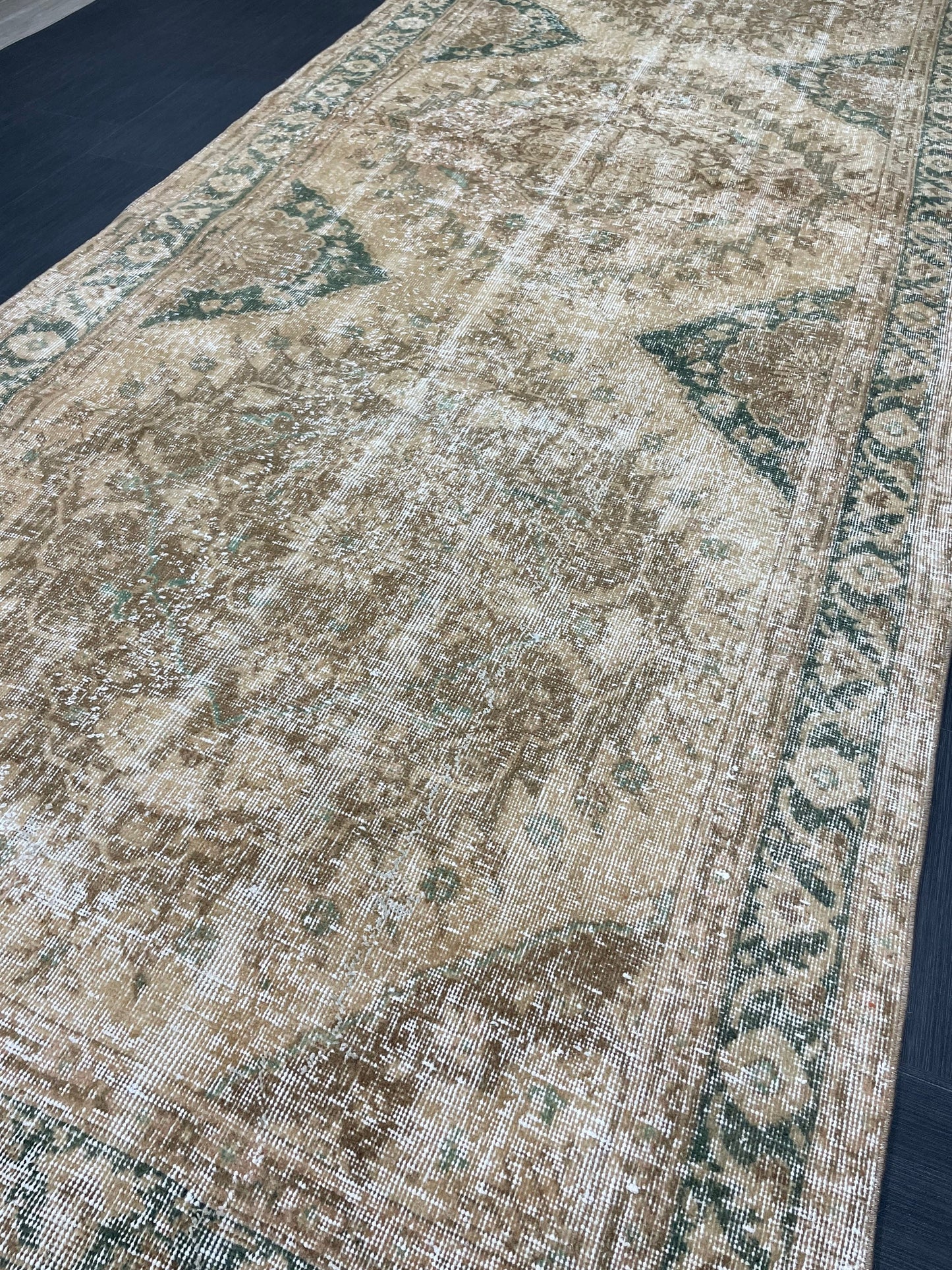 Vintage Runner Rug 4.8 x 13.2 Muted Turkish Runner Rug Hand Made Runner Rug Vintage Runner Rug Hallway Runner Rug Distressed Runner