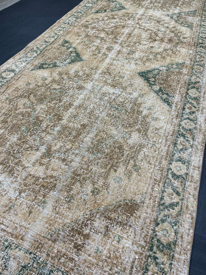 Vintage Runner Rug 4.8 x 13.2 Muted Turkish Runner Rug Hand Made Runner Rug Vintage Runner Rug Hallway Runner Rug Distressed Runner