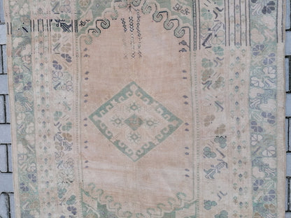 Oushak vintage rug 5x8'8 turkish living room rug, wool handmade rug