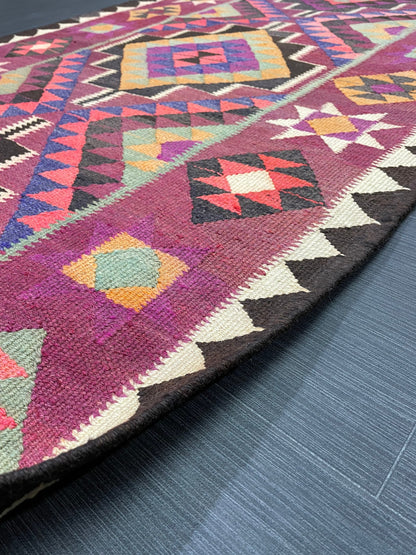 Vintage Runner rug 3.4 x 12.5 Handmade Flat woven Runner Kilim Runner Rug XL Oriental Runner Vintage Flat weave Rug Wool Carpet Rug