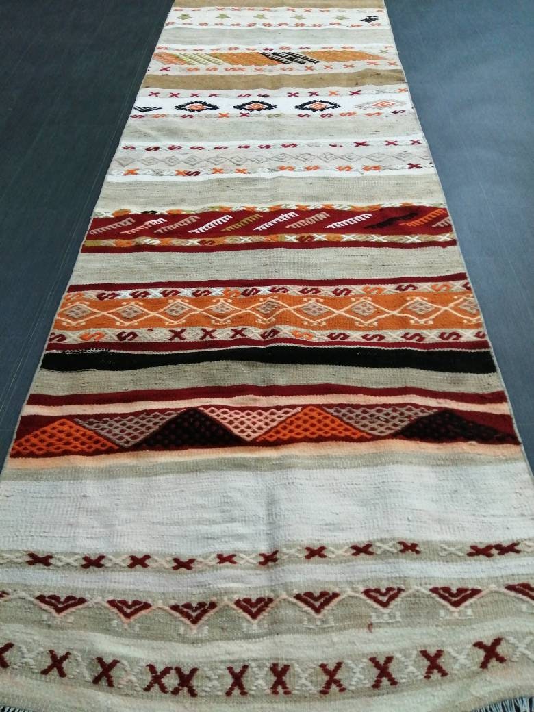 Flatwoven Runner Rug 3x15 Turkish Runner Rug Vintage Runner Rug Hallway Runner Rug Flat weaving With Embroidery Runner Rug Wool Runner Rug