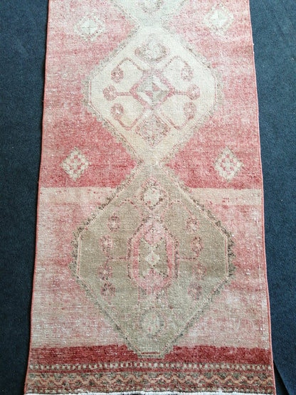 2.7 x 11 Runner Rug Oushak Runner Rug, Turkish Runner Rug, Vintage Runner Rug, Hallway Runner Rug, Blush Runner Rug Wool RUNNER RUG