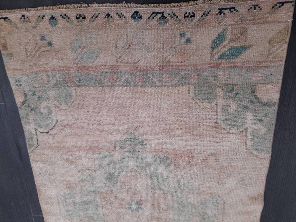 Hand Knotted Runner Rug Muted Turkish Runner Rug Vintage Runner Rug 2.6 x 12.8 Distressed Hallway Runner Kitchen Runner Rug Muted Runner Rug