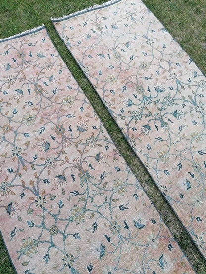 Wool oushak runner, turkish handmade runner, vintage runner rug 2'4x9'5 hallway runner rug kitchen runner