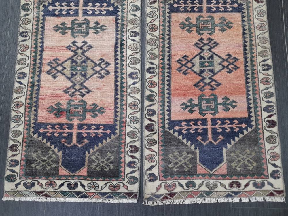 Coordinating Small Rug Turkish Rug Mini Twin Small Area Rug 1.7 x 3.5 Turkish Pair of Persian Hand Made Rug Matching Oriental Vintage Rug