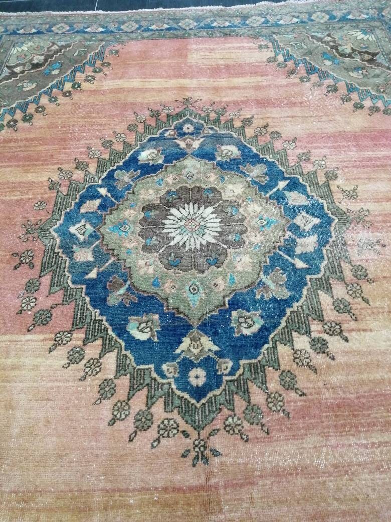 Turkish RUG 6.5 x 8.9 Oushak Rug Vintage Oriental Rug Vintage Persian Rug Wool Hand Knotted Rug Handmade Rugs Vintage Turkish Rug