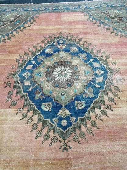 Turkish RUG 6.5 x 8.9 Oushak Rug Vintage Oriental Rug Vintage Persian Rug Wool Hand Knotted Rug Handmade Rugs Vintage Turkish Rug