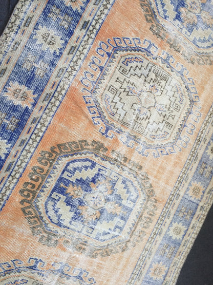 11.4 x 5.2 Vintage Runner Rug Distressed Turkish Runner Rug Wool Vintage Runner Rug Hallway Runner Rug Kitchen Runner Rug