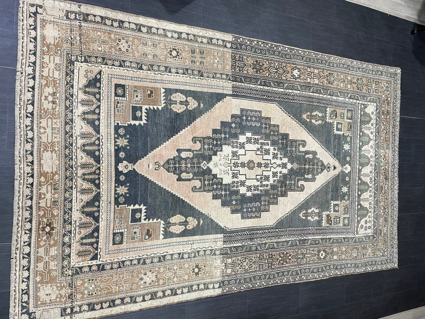 Vintage Rug 6.2 x 10.5 Authentic Turkish Oushak Rug Hand Knotted Rug Rustic Rug Handmade Wool Turkish Rug Persian Rug Oriental Green Rug