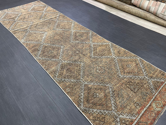 Antique Handmade Runner RUG 3.3 x 10.3 TURKISH Oushak Rug Vintage Runner Rug Vintage Runner Rug Wool Oushak Rug Hand Made Rug Vintage Rug