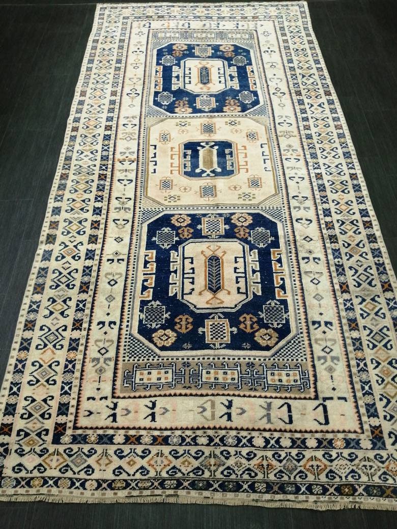 Vintage Hand Made Rug, 4.7x10 Oushak Rug, Turkish Rugs, Bohemian Rug, Persian Rug  Turkish Rug, 5x10 Rug, Vintage Rug Wool Rug Oriental Rug