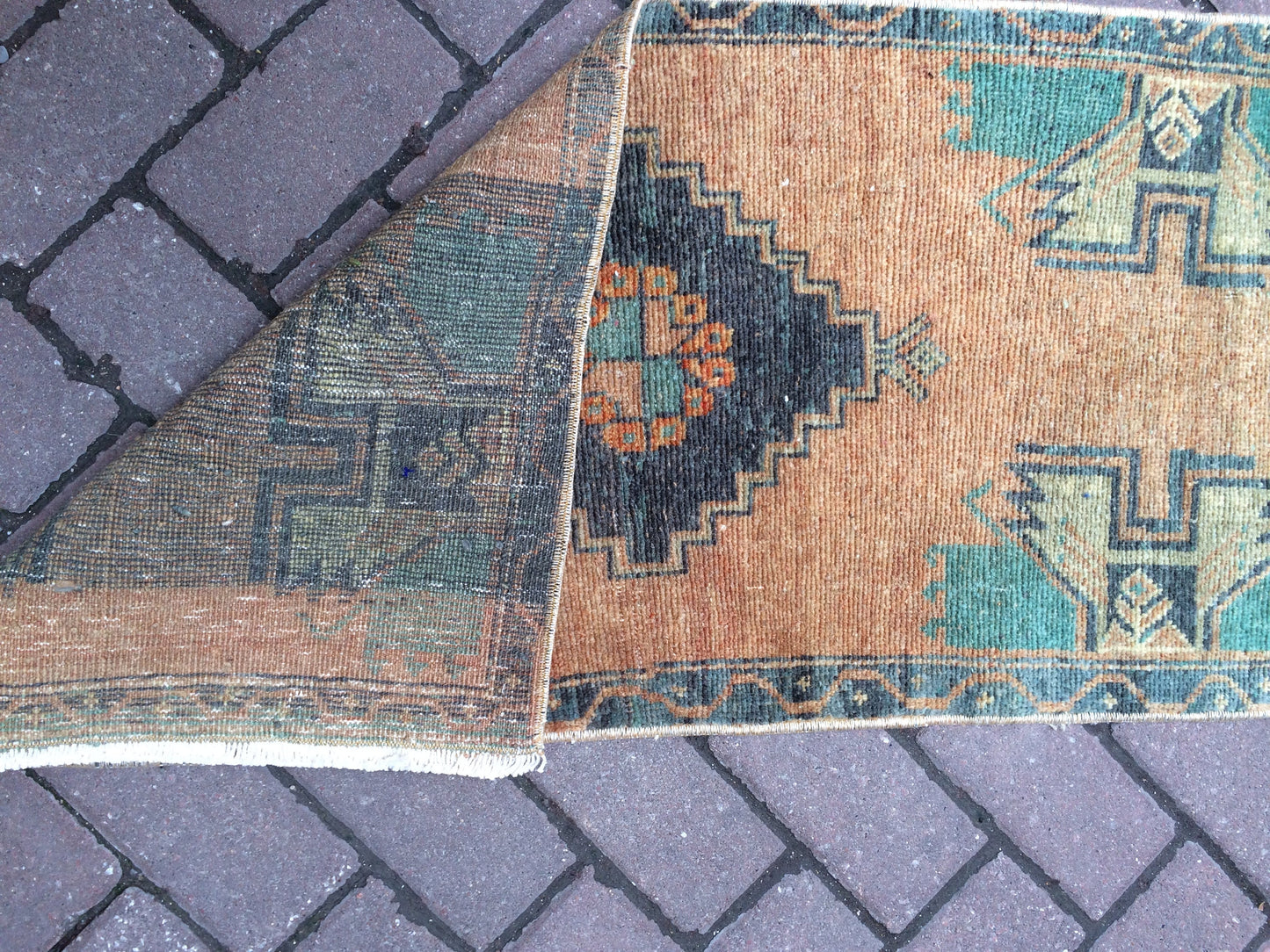 Vintage  Rug Small Area Turkish  Rug, Oushak Rug,Handmade Rug Hand Made Rug Hand Knotted Rug Vintage Mat