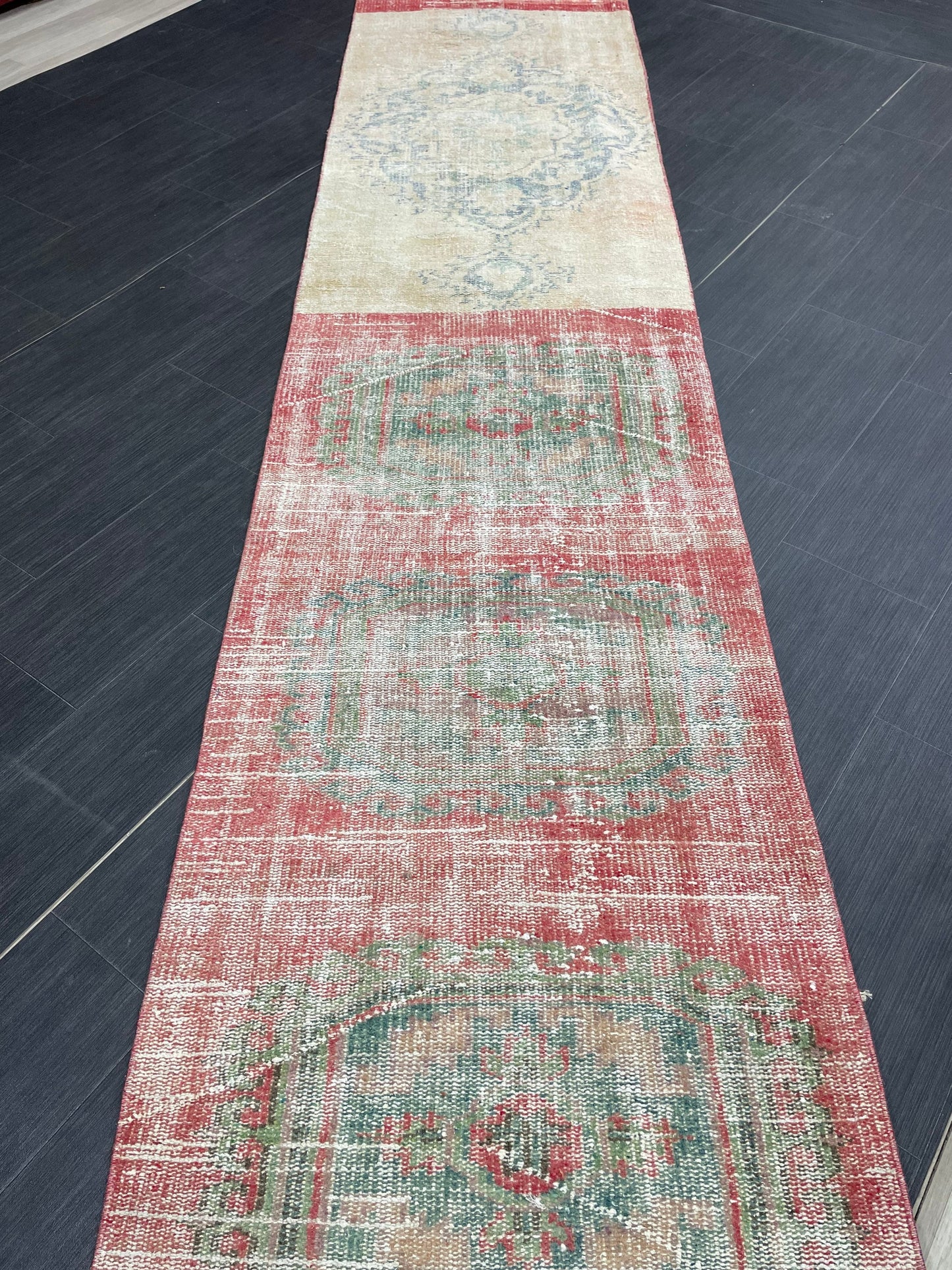 Staircase Runner Rug 2.6 x 22 ft Extra Long TURKISH Runner Rug Vintage Runner Rug Distressed Runner Rug Patchwork Runner Hand Knotted Runner