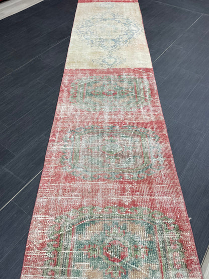 Staircase Runner Rug 2.6 x 22 ft Extra Long TURKISH Runner Rug Vintage Runner Rug Distressed Runner Rug Patchwork Runner Hand Knotted Runner