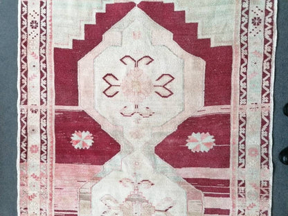 4'9x9 oushak turkish rug, pastel turkish rug, vintage hand made wool runner hallway vintage rug,kitchen runner rug