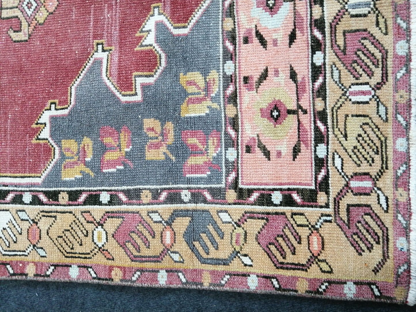 3.4 x 9.9 Vintage Oushak Runner Rug Turkish Runner Rug Vintage Runner Rug Hallway Runner Rug Kitchen Runner Rug Wool Runner Rug