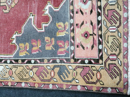 3.4 x 9.9 Vintage Oushak Runner Rug Turkish Runner Rug Vintage Runner Rug Hallway Runner Rug Kitchen Runner Rug Wool Runner Rug