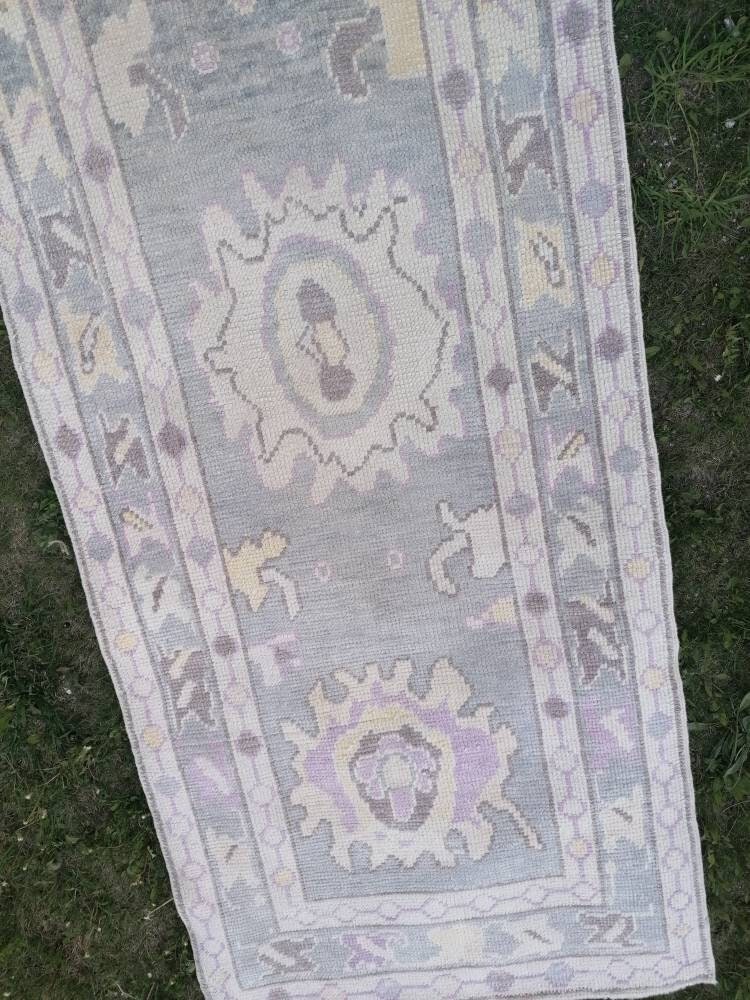 Oushak wool runner 3x12 turkish oushak new produced handmade rug, hallway runner rug