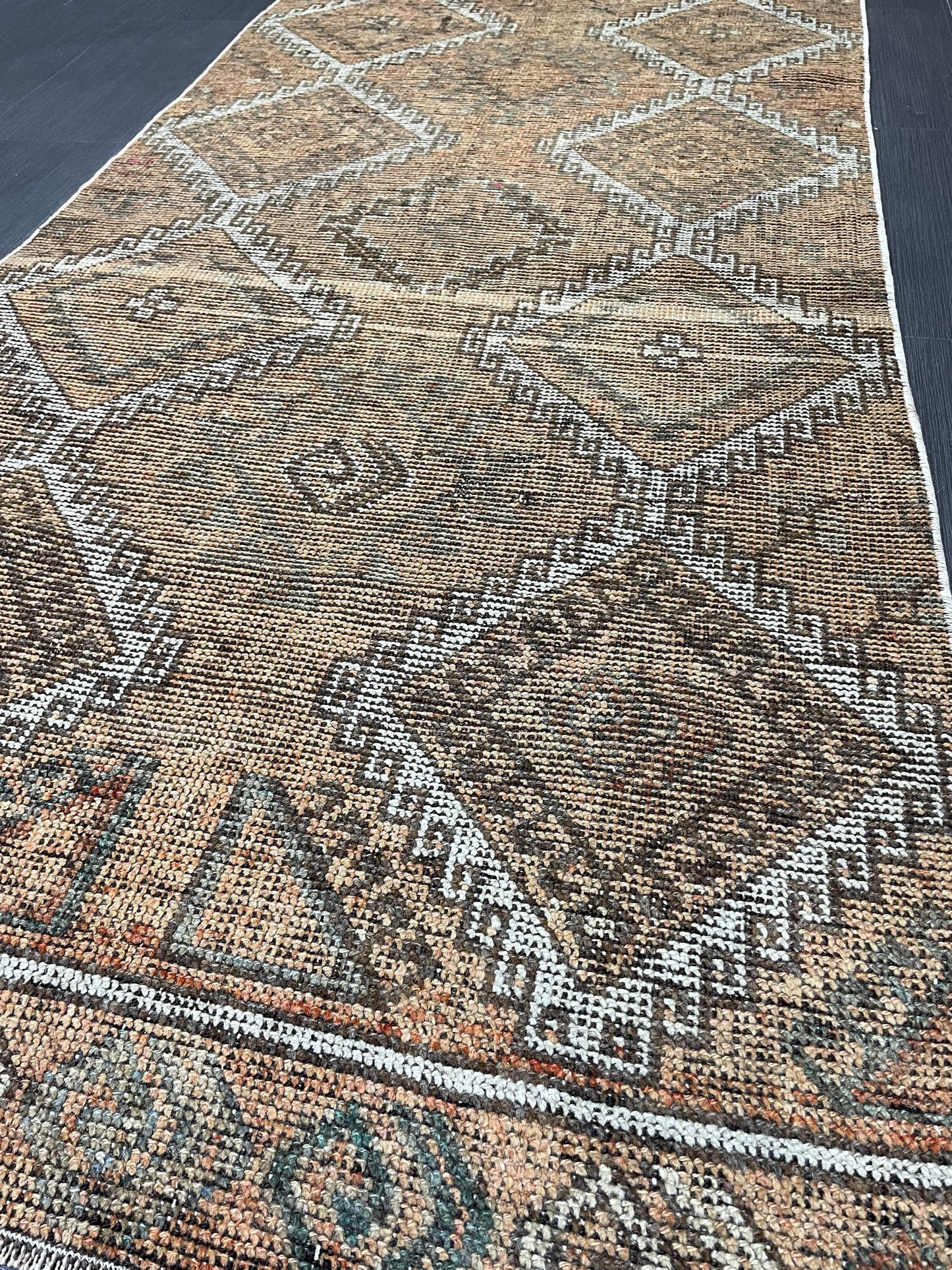 Antique Handmade Runner RUG 3.3 x 10.3 TURKISH Oushak Rug Vintage Runner Rug Vintage Runner Rug Wool Oushak Rug Hand Made Rug Vintage Rug