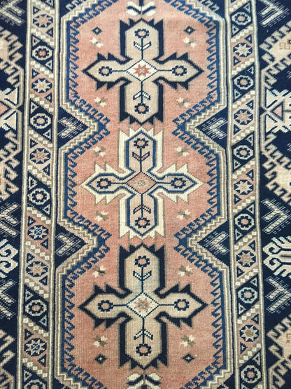 4x6 feet wool blue oushak bathroom floor rug, turkish anatolian large bedroom rug, vintage kitchen area rug, wide dining room rug, muted rug