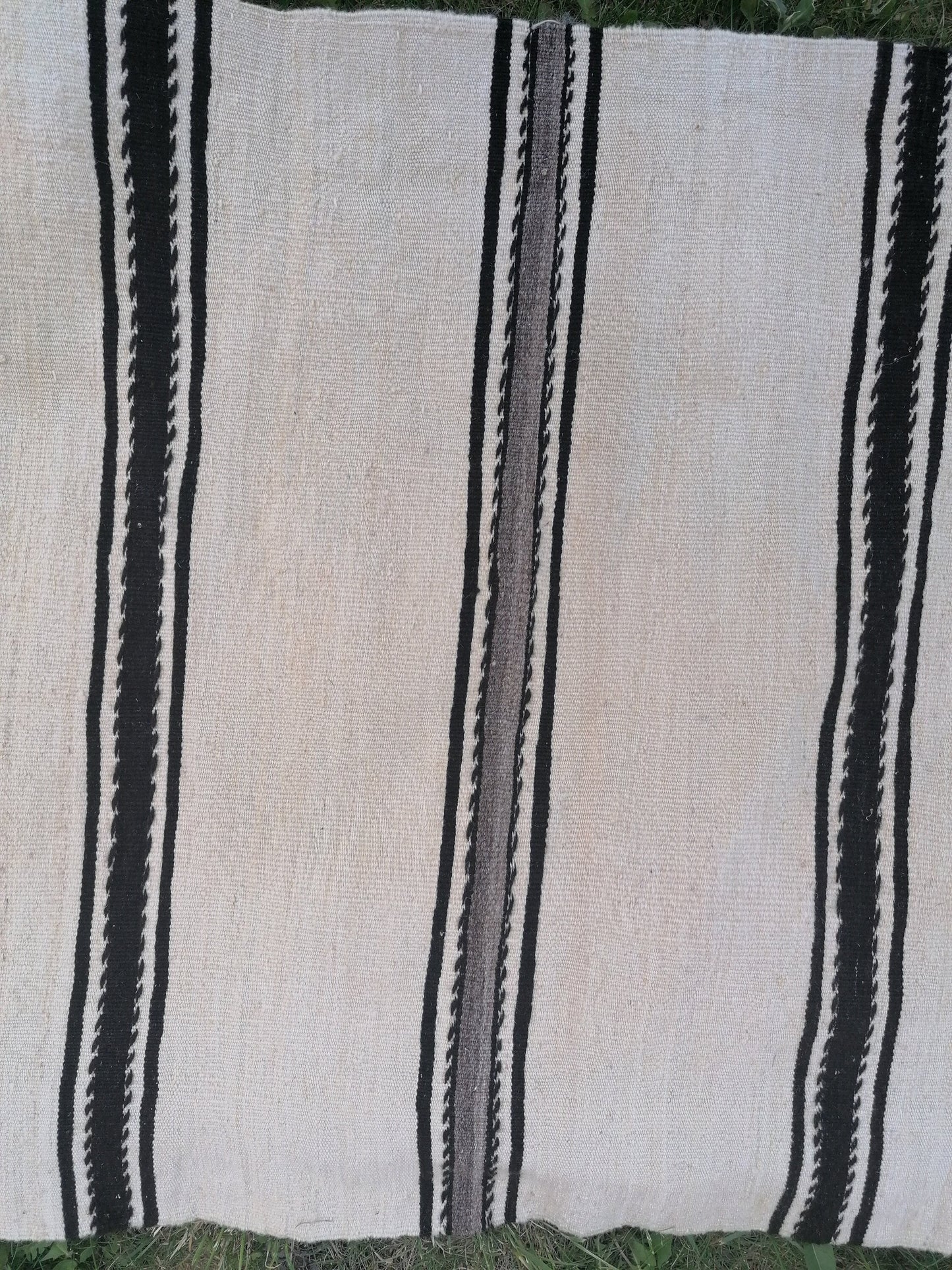 2.5 x 21 Neutral flatweave wool runner rug - stripe kilim runner, long handmade runner,  turkish woven runner rug