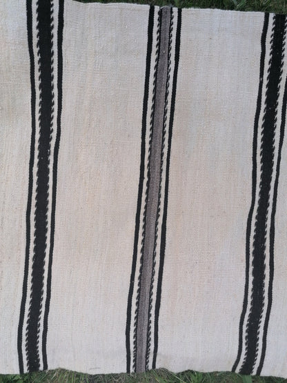 2.5 x 21 Neutral flatweave wool runner rug - stripe kilim runner, long handmade runner,  turkish woven runner rug