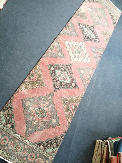 12.7 x 3 Oushak Runner Rug Turkish Runner Rug Vintage Runner Rug Hallway Runner Rug FLORAL RUG RUNNER
