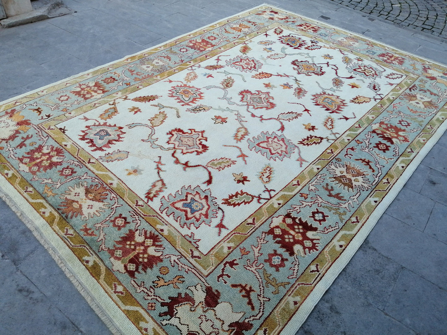 9 x 12.7 OUSHAK RUG, TURKISH Oushak Rug, Quality Wool Oushak  Rug, Rug, Wool Oushak Rug Hand Made Rugs Made In Turkey Oushak Rug 8x12 9x13
