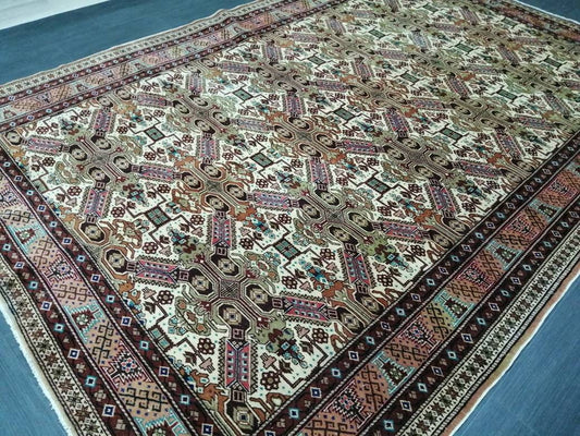 Quality Vintage Rug 6.3 x 9.3 HAND MADE Rug Muted Vintage Turkish Rug Oushak Rug Turkish Oushak Rug, Oushak Rug, Wool Rug Fine Hand Knotted