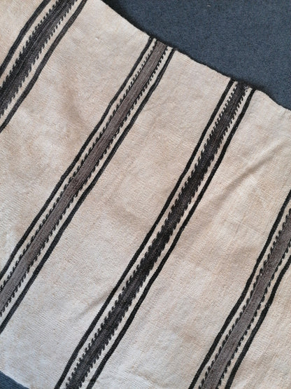 2.5 x 21 Neutral wool runner, long flatweave stripe handmade runner, no dye woven rug, turkish kilim runner