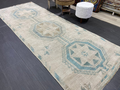 Antique Runner Rug, Vintage 3.7 x 10 Runner Rug, Persian Runner, Handmade Runner Rug, Turkish Runner Rug, Kitchen Runner, Hallway Runner