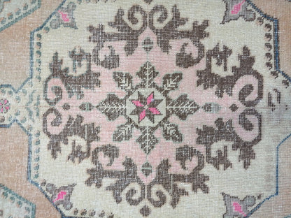 7.2 x 4.2 Turkish Rug, Oushak Rug, Hand Knotted Wool Vintage Rug, Oriental Rugs, Runner Rug, Fun Vintage Rug, Hand Made Rug 4x7 Blue Rug