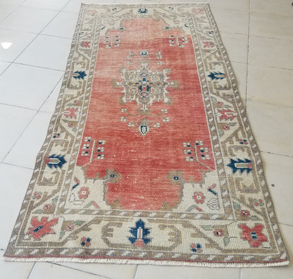 6'3x3'2 handmade vintage rug,wool area rug,