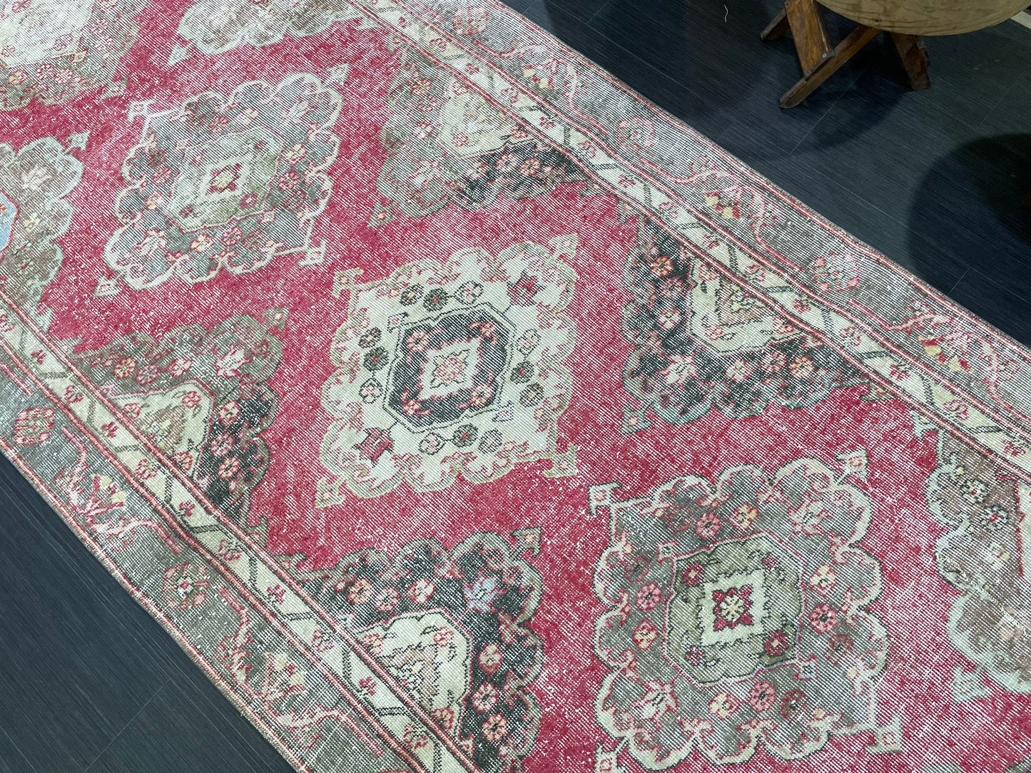 Turkish Runner Rug, Persian Distressed Runner 4.3 x 11.7 Rug, Vintage Runner Rug, Hallway Runner Rug,  Kitchen Runner Rug, Wool Runner Rug