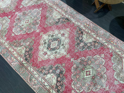 Turkish Runner Rug, Persian Distressed Runner 4.3 x 11.7 Rug, Vintage Runner Rug, Hallway Runner Rug,  Kitchen Runner Rug, Wool Runner Rug