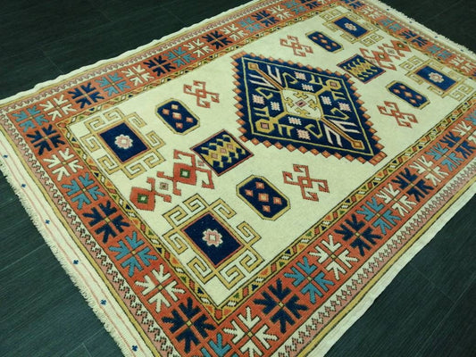 Vintage Rug 5.2 x 3.6 HAND MADE Rug Vintage Turkish Rugs   Oushak Rug  Hand Made Rug, Vintage Oushak Rug, Wool Rug