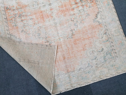 4x9 feet vintage rug,handmade kitchen area rug, antique rug, turkish bedroom rug, oushak rug