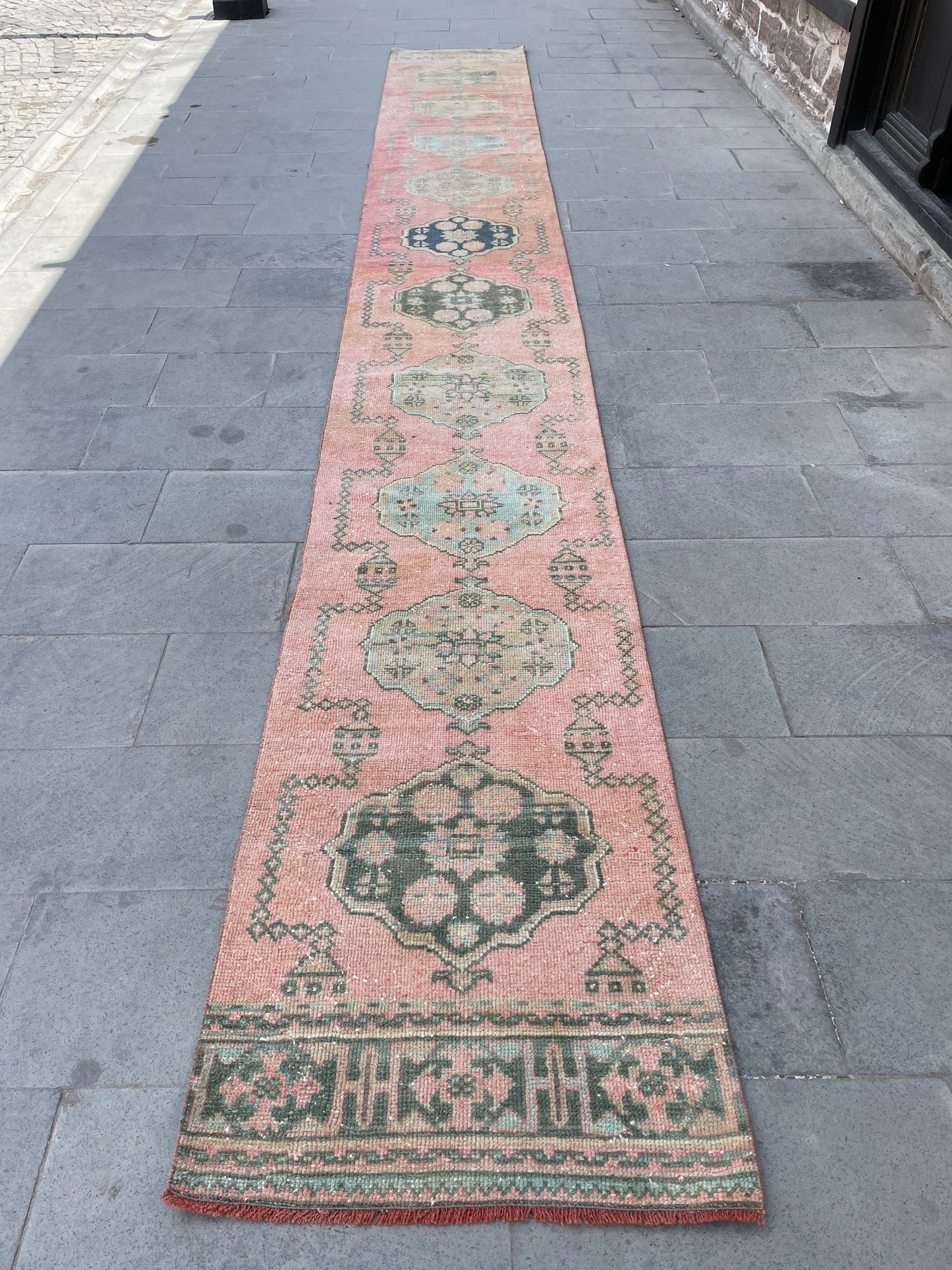 Hand Knotted Extra Long Turkish Runner Very Long Oushak Runner Rug 2.4 x 18.8 Vintage Runner Rug XL Oriental Runner Rug Staircase Runner