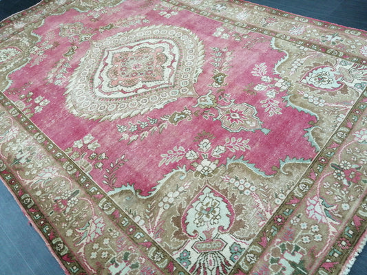 Vintage Persian Rug 6.5 x 9.6 Vintage Oriental Rug Handmade Persian Rugs Traditional Rug, Living room Rug, Vintage Oushak Rug, Wool Rug
