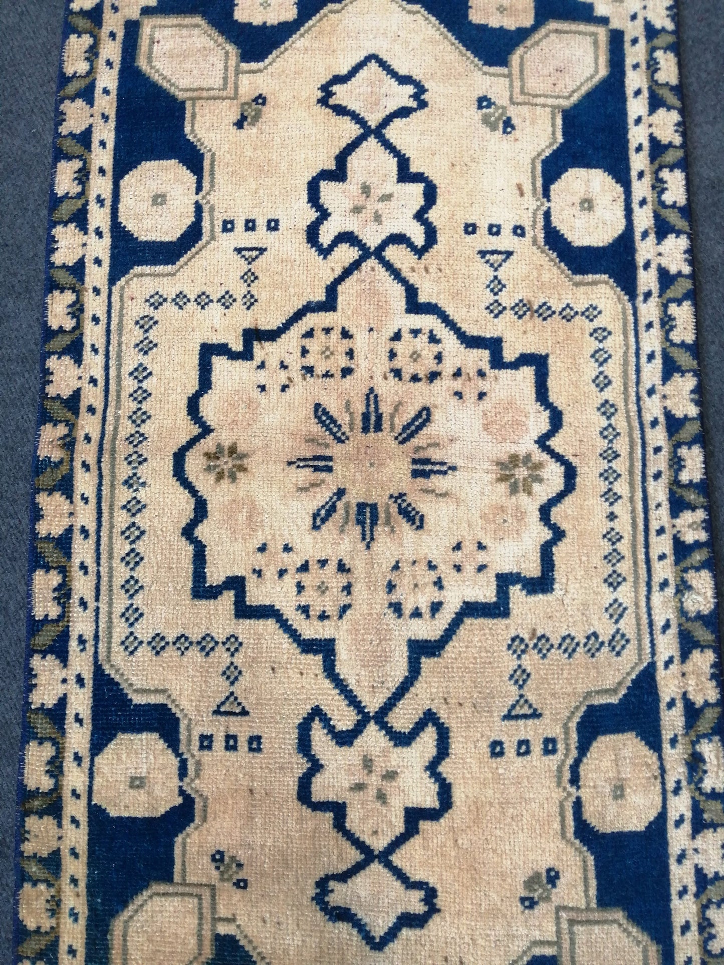 Small Turkish Rug Bathroom Rug Vanity Rug Powder Room Rug Hand Knotted Rug Oushak Rug Hand Made Rug Vintage Rug Door Mat