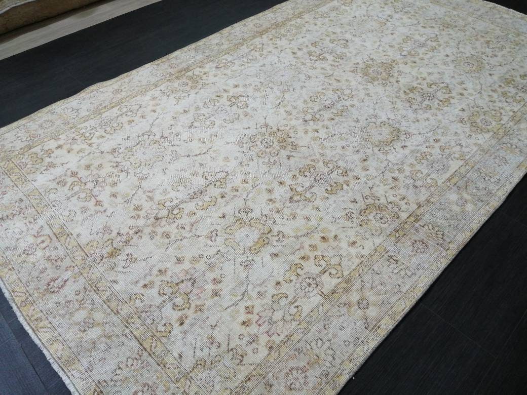 Vintage Rugs 9.2 x 5.3  TURKISH HAND MADE Rugs 10x6 Vintage Turkish Rugs Oushak Rug  Large Turkish Oushak Rug, Vintage Oushak Rug, Wool Rug