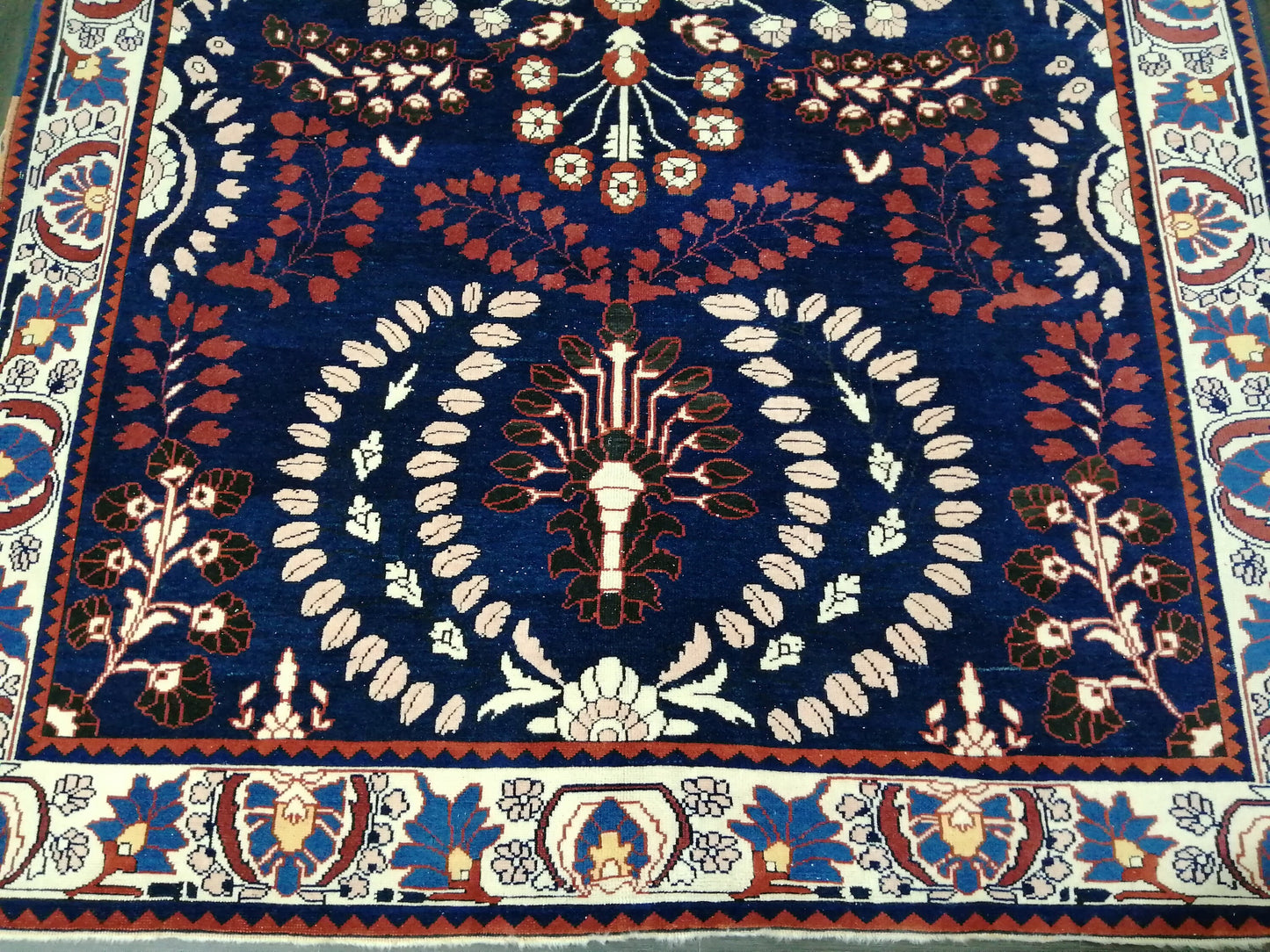 Oriental RUG 6.9 x 10.8 Oushak Rug  Blue Persian Rug Navy Vintage Rug Fine Oushak Rugs Antique Turkish Rug Muted Turkish room Rug 7x11 rug